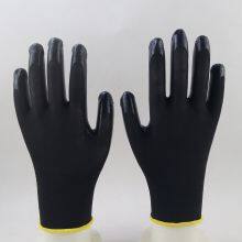 Black Polyester Knitted Black Nitrile Palm Coated Safety Work Gloves for Construction Workplace Workshop Plant Workers Wearing thumbnail-3