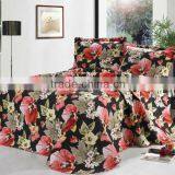 3 Pcs Gorgeous Sanded Quilt Bed Set Flower Design In Red Black Green Color thumbnail-1