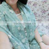 New Fashion Ladies Flower Embroidery Long Cotton Shawl Pashmina Scarf thumbnail-2