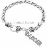 Genuine Austrian Clear Crystal "Dancer" Charm Chain Link Bracelet thumbnail-2