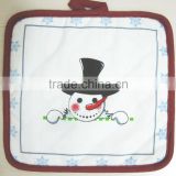 christmas design little snow man printed cotton pot holder for promotion and kitchen