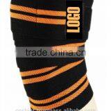 Black With Orange Stripes Knee Wraps Ci-2506-15, Weight Lifting Lifter Knee Wraps, thumbnail-1