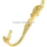 Tibetan Style Bookmarks, Lead Free & Nickel Free, Mermaid, Antique Golden, about 79x23x2mm, hole: 3mm(TIBEP-R001-AG-FF-1)