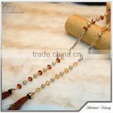new style hot selling coffee chain facted crystal beaded necklace with tassel crystal beaded sweater Necklace for wholesale