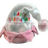 2015 new birthday gift music novelty hat top swinging and recording Function with Singing pink white Birthday hat