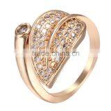 Antique Lovely Leaf Shaped Women Inlay Austria Crystal Gold Plated Engagement Ring thumbnail-1