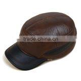 New Men's Real Cowhide Leather Vintage Sunbonnet Baseball Beret Cap Hunting Hat thumbnail-1