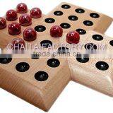 Traditional Wood Solitaire Game With Marbles