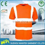 high quality polyester tshirt reflective safety working tshirt fluo orange custom tshirt