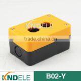 Push Button Plastic Remote Station Electric Power Controller Box Two Hole Yellow and Black B02-Y