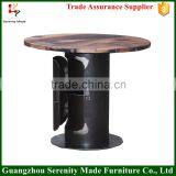 Industrial Wooden Top Coffee Table With Iron Base