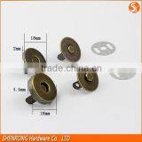 Wholesale Luggage Parts Antique Brass Brushed Magnetic Snap for Clothing thumbnail-2