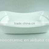 White Ceramic Baking Dish Rectangular Unique Shape Set 2 Hotel / Restaurant Large Bakeware Set thumbnail-4