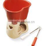 Ceramic Fondue Set, Ceramic Mini Chocolate Cheese Fondue Set, Fondue Set With Forks thumbnail-2