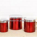 Red Enamel Coffee Bean Storage Metal Food Canister for Kitchen thumbnail-4