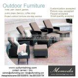 1058Outdoor Furniture Plastic Sun Loungers With Armrest and Stool Leisure Rattan Wicker Poolside Recliner Chaise Chair thumbnail-1