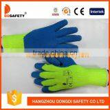 DDSAFETY Fluorescence Acrylic Liner Blue Latex Crinkle Finished Cut Resistance Glove thumbnail-1