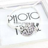 Antique Silver Hollow Tree of Life Charm Bracelet Customized Charm Wax Cord Bracelet Cheap Personalzied Bracelet for Promotion thumbnail-3