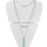Elegant Turquoise Material Multilevel Silver Necklace thumbnail-1