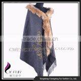 CX-B-P-65 Winter Newest Pashmere With Raccoon Fur Shawl thumbnail-6