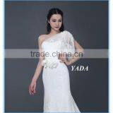 New Arrival One Shoulder Lace Hand Rosa Appliques Beaded Wedding Dresses Mermaid thumbnail-3