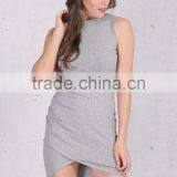 Elegant Gray Sleeveless Knitted Casual Dress Women Evening Party Sexy Bodycon Dress Girls Summer Short Dress thumbnail-4