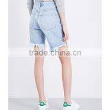 2017 Hot Sale OEM Fashion Style High-rise Cotton Boyfriend Blue Denim Jeans Shorts thumbnail-3