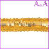 Wholesale Black Braided Embroidered Woven Decorative Metal Chain Trim thumbnail-3