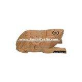 Frog - Hand Carved Wooden Animals Figures India Art thumbnail-1