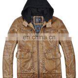 2015 Last Fashion Handsome Warm Mens Hooded Leather Jacket thumbnail-1