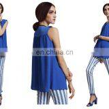 T-WV003 V-neck Two Layer Epaulet Loose Chiffon Women Vests thumbnail-4