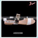 Party Wear Fancy Stylish Flat Buckled up Sandals for Girls With Shiny Upper Material thumbnail-1