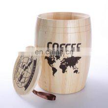 Custom Laser Engraving logo Oak Wood Barrel for Packing Coffee