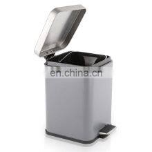 Household Multi Colors Powder Coating Square Stainless Steel Foot Pedal Waste Bin 3L 5L 12L White Grey Pedal Bin