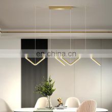 Minimalist Line LED Restaurant Chandelier Nordic Modern Ceiling Lamp Black Aluminum Pendant Light thumbnail-5