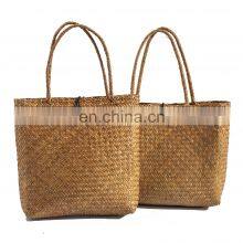 HBK Wholesale Handmade Natural Weaving Beach Tote Stylish Palm Leaf Hand Strew Clutch Seagrass Handle Bag French thumbnail-2