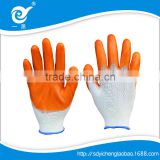 cotton woven orange natural latex coated working gloves