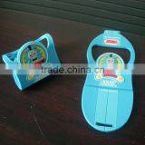 Blue Color Cartoon Car Bus Embossed Logo Soft Pvc Phone Holder thumbnail-4