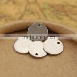 S818 wholesale stainless steel small disc round charms,stainless steel stamping tag