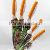 Yangjiang Vegetable Pattern Non-stick Coating Steel Kitchen Knives Set thumbnail-1