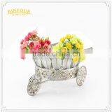 Silver Iron Race Track Wheelbarrow Shaped Planter Holder thumbnail-1