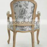 French /European Style Square Back Solid OAK Flower Fabric Arm Chair/Ding Chair/Living Leisure Chair(CH-859-Oak) thumbnail-3
