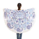Cotton Printed Round Beach Towels With Tassel Softextile Mandala thumbnail-1
