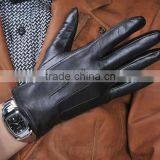 Mens Stylish Black Warm Leather Gloves in Lixian
