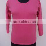 Pink color plain dyed hojari single jersey fabric t-shirts / Girls winter wear beautiful o-neck t-shirts