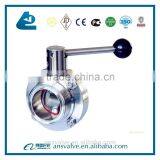 DN14-DN150 Stainless Steel Food Grade Clamped Butterfly Valve thumbnail-5