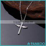 925 Sterling Silver Zircon Cross With Angel Wing Crystal Pendant 18'' Chain Necklace Fashion Jewelry thumbnail-2