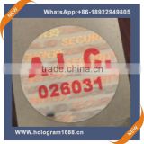 Printing security anti-counterfeit private label for hologram sticker labels
