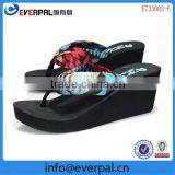 Ladies Printing Sexy Satin Strap Wedge Flip Flop Sandals thumbnail-6
