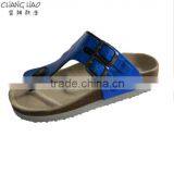 2016 New Style Women Cork Slipper Bule Luster Pinch With Hasps Fashion Cork Slipper